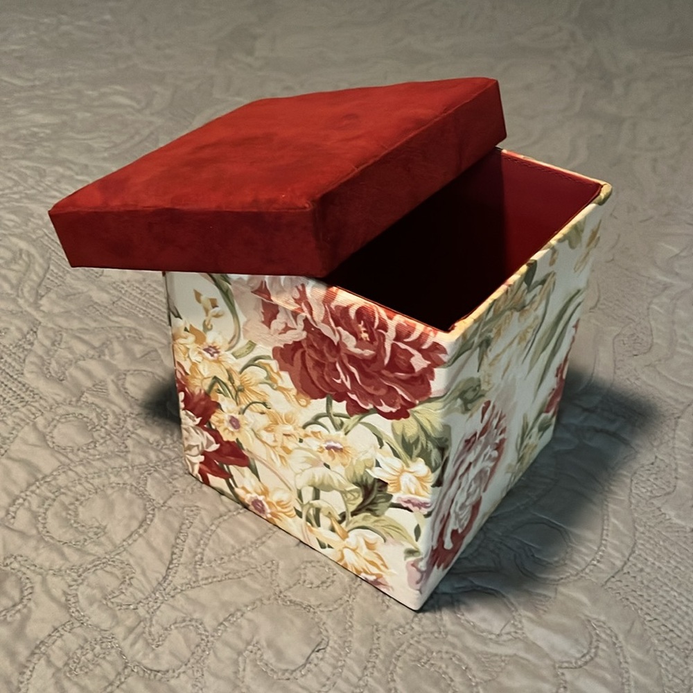 Once Upon a Rose Floral Fabric-Lined Storage Box